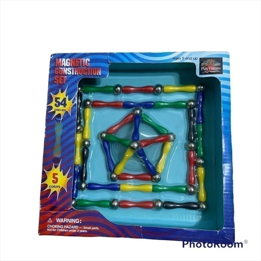 Magnetic Construction Set Toy NWT 54 Pieces Colorful Building Imagination